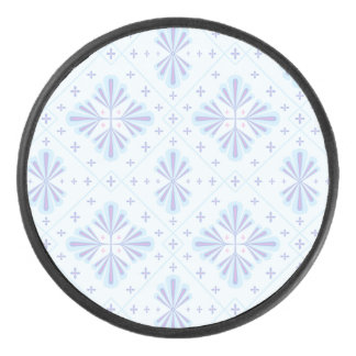 Pastel Blue Geometric Floral Repeat Pattern  Hockey Puck