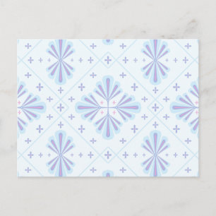 Pastel Blue Geometric Floral Repeat Pattern Holiday Postcard