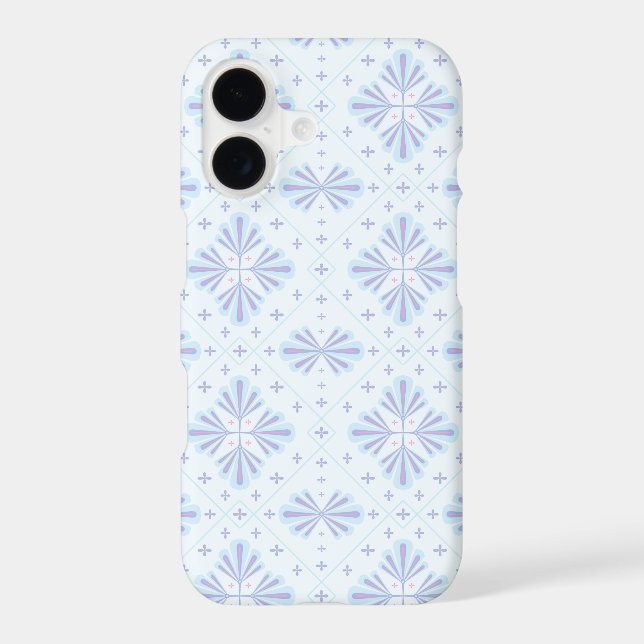 Pastel Blue Geometric Floral Repeat Pattern  iPhone Case (Back)