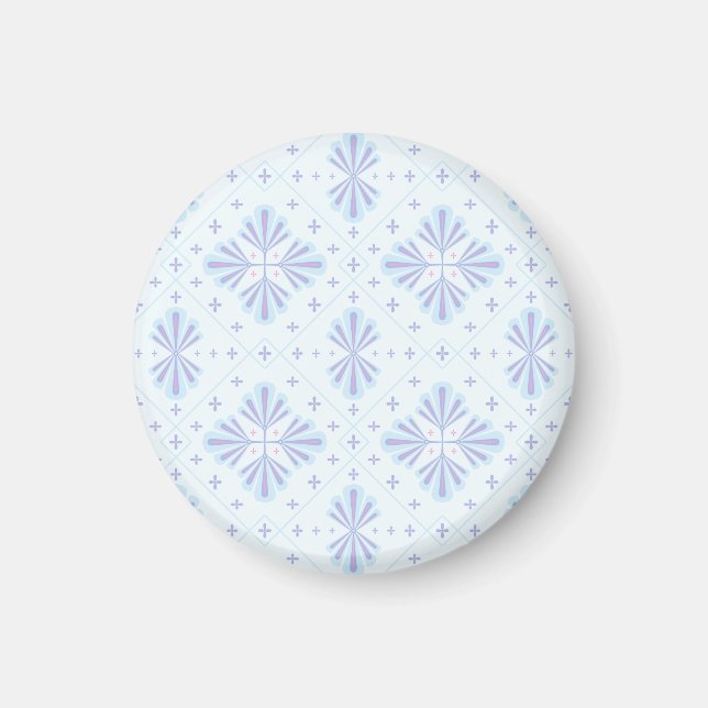 Pastel Blue Geometric Floral Repeat Pattern  Magnet (Front)