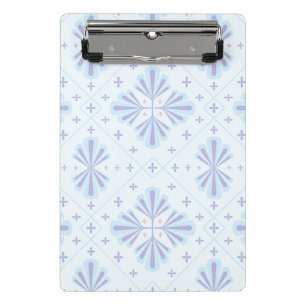 Pastel Blue Geometric Floral Repeat Pattern Mini Clipboard