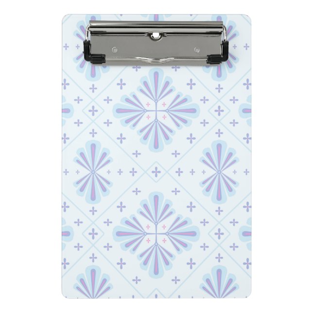Pastel Blue Geometric Floral Repeat Pattern  Mini Clipboard (Front)