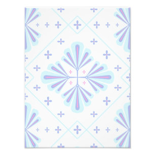 Pastel Blue Geometric Floral Repeat Pattern Photo Print