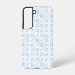 Pastel Blue Geometric Floral Repeat Pattern  Samsung Galaxy Case