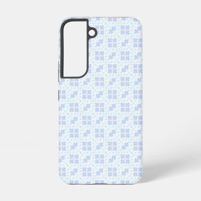 Pastel Blue Geometric Floral Repeat Pattern  Samsung Galaxy S22 Case (Back)