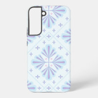 Pastel Blue Geometric Floral Repeat Pattern