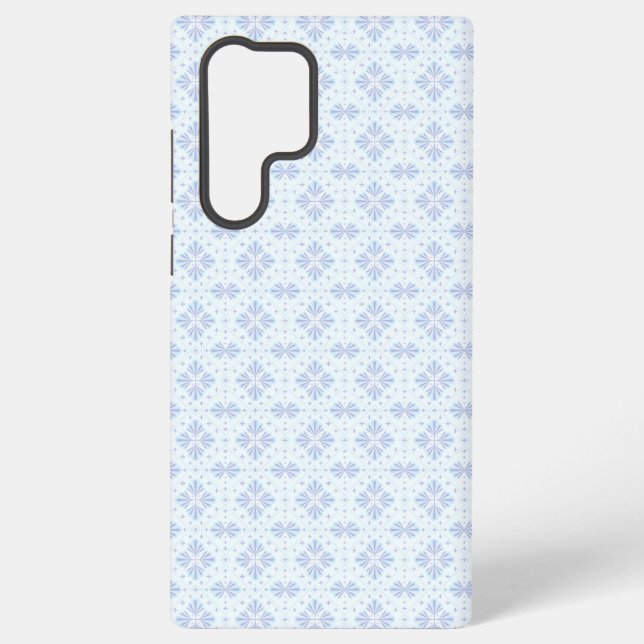 Pastel Blue Geometric Floral Repeat Pattern  Samsung Galaxy S22 Ultra Case (Back)