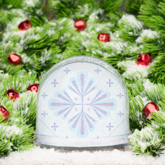 Pastel Blue Geometric Floral Repeat Pattern  Snowglobe