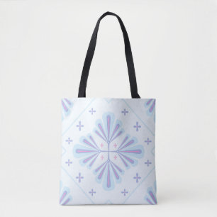 Pastel Blue Geometric Floral Repeat Pattern  Tote Bag