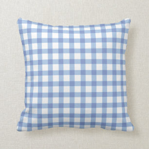 Pastel Blue Gingham Check Pattern Cushion