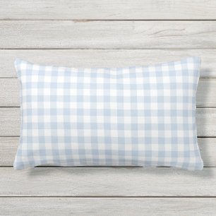 Pastel blue Gingham Pattern Chequered Lumbar Cushion