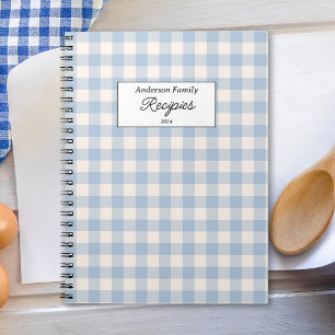 Pastel Blue Gingham Recipe Notebook
