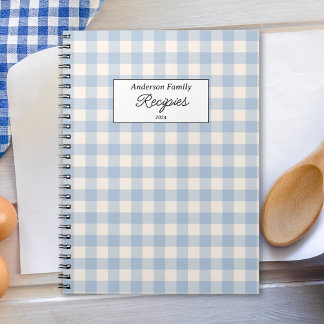 Pastel Blue Gingham Recipe Notebook