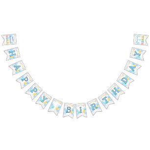 Pastel Blue Girl Festive Birthday Party Bunting