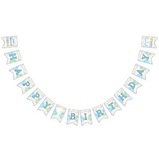Pastel Blue Girl Festive Birthday Party Bunting
