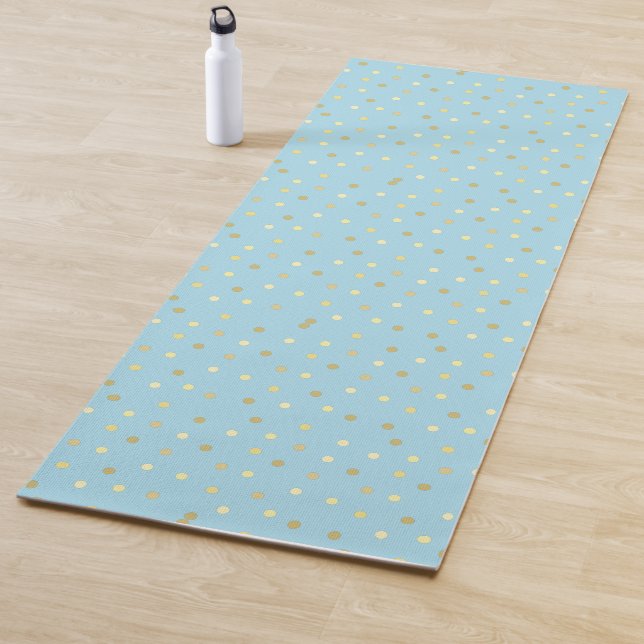 Pastel Blue Gold Confetti Dots Yoga Mat (In Situ)