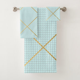 PASTEL BLUE GOLD MERMAID BATHROOM TOWEL SET
