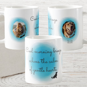 Pastel Blue Golden Retriever Custom Photo & Name Coffee Mug