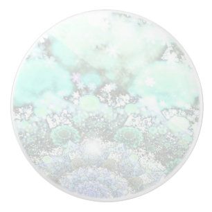 Pastel Blue - Green Abstract Marbled Effect Ceramic Knob