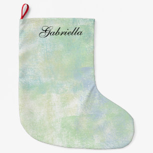 Pastel Blue Green Abstract Personalised Large Christmas Stocking