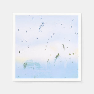 Pastel blue green floral leaf design paper napkins