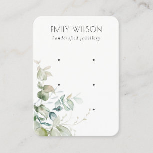 Pastel Blue Green Foliage Bunch 3 Earring Display Business Card