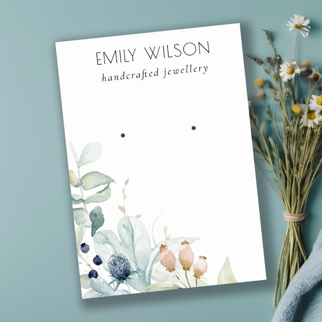 Pastel Blue Green Foliage Bunch Earring Display Invitation (Creator Uploaded)