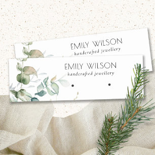 Pastel Blue Green Foliage Bunch Earring Display Mini Business Card