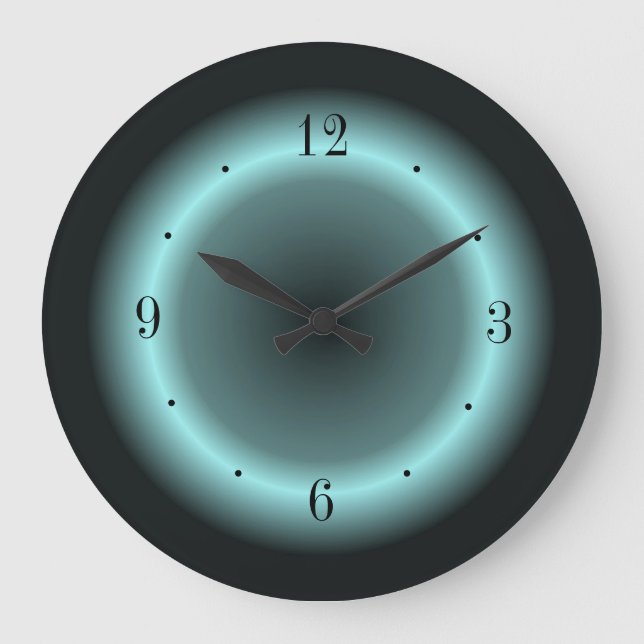 Pastel Blue Green Halo Effect on Black Large Clock (Front)
