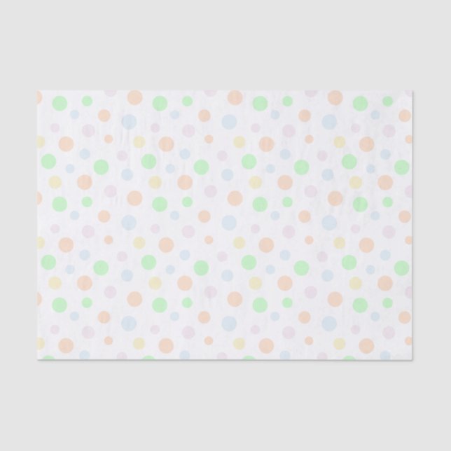 Pastel Blue, Green, Orange, Yellow and Pink Dots Tissue Paper (Front)