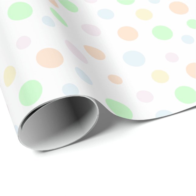 Pastel Blue, Green, Orange, Yellow and Pink Dots Wrapping Paper (Roll Corner)