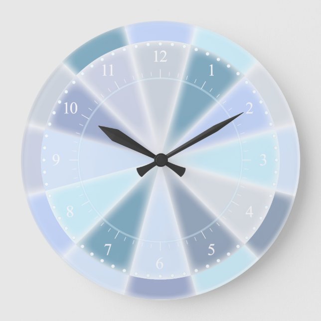 Pastel Blue Green Purple and Aqua Elegant Glow Large Clock (Front)