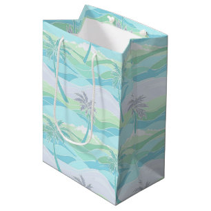 PASTEL BLUE GREEN PURPLE SUMMER PALM TREES MEDIUM GIFT BAG