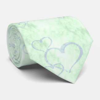 Pastel Blue Green Valentine Hearts Men's Tie