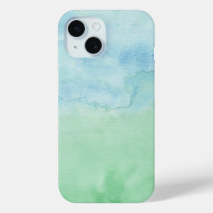 Pastel Blue Green Watercolor Pattern Abstract iPhone 15 Case