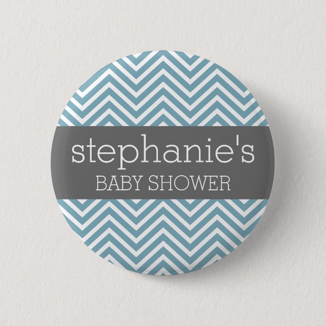Pastel Blue & Grey Baby Shower Suite 6 Cm Round Badge (Front)