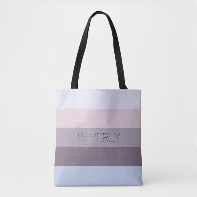 Pastel Blue Grey Pink 5 Colours Name Personalised  Tote Bag (Front)
