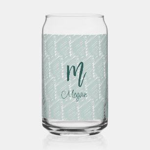 pastel blue grey watercolor monogram name boho ret can glass