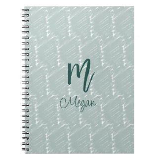 pastel blue grey watercolor monogram name boho ret notebook