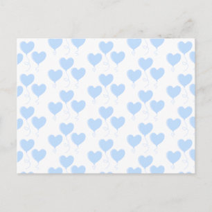 Pastel Blue Heart Balloon Pattern. Postcard