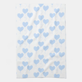 Pastel Blue Heart Balloon Pattern. Tea Towel