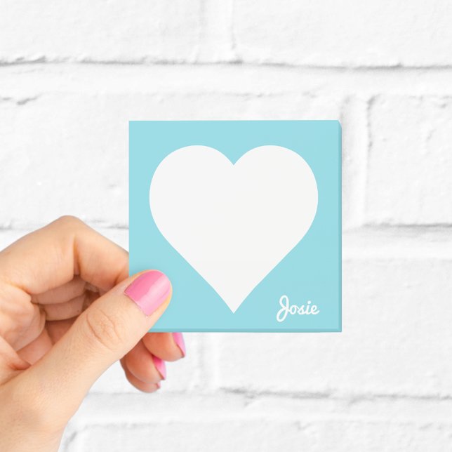 Pastel Blue Heart Sticky Notes with Name (Creator Uploaded)