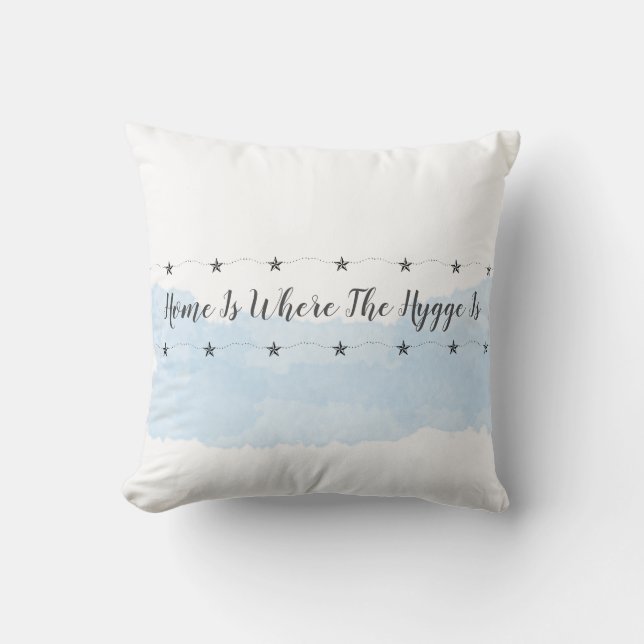 Pastel Blue Hygge Home Quote Cushion (Front)
