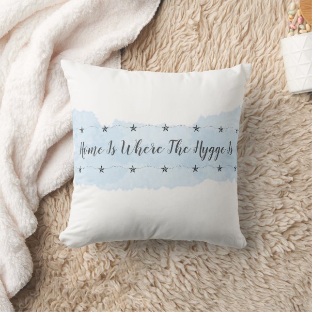 Pastel Blue Hygge Home Quote Cushion (Blanket)