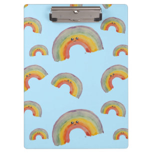 Pastel Blue Kawaii Rainbow Clipboard