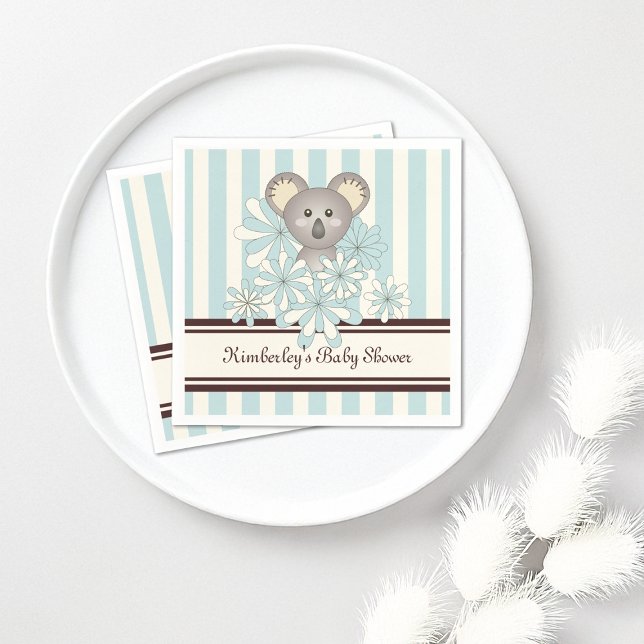 Pastel Blue Koala Kids Birthday / Boy Baby Shower Napkin (Creator Uploaded)