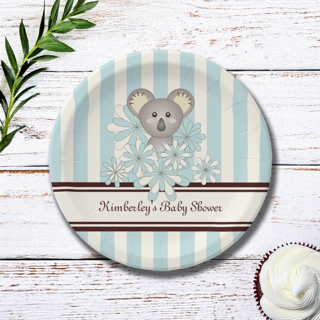 Pastel Blue Koala Kids Birthday / Boy Baby Shower Paper Plate (Creator Uploaded)