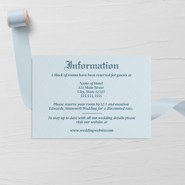 Pastel Blue Leaf and Floral Monogram Wedding Enclosure Card (Creator Uploaded)