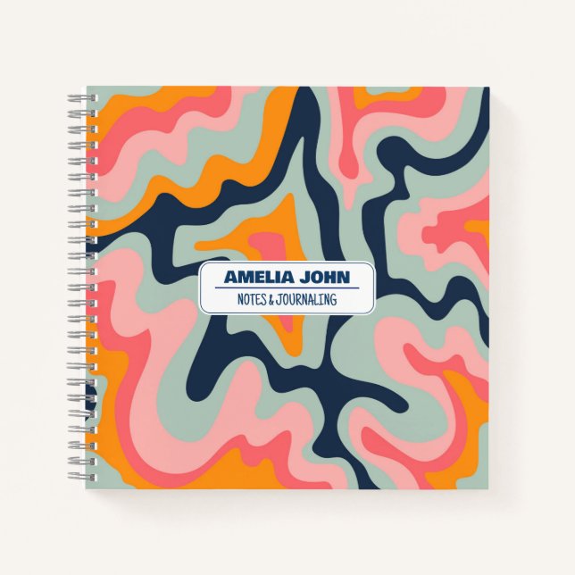 Pastel Blue Liquid Retro Colours CustomNotebook Notebook (Front)