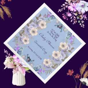 Pastel Blue Little Flower Bud Lilac Baby Shower Napkin